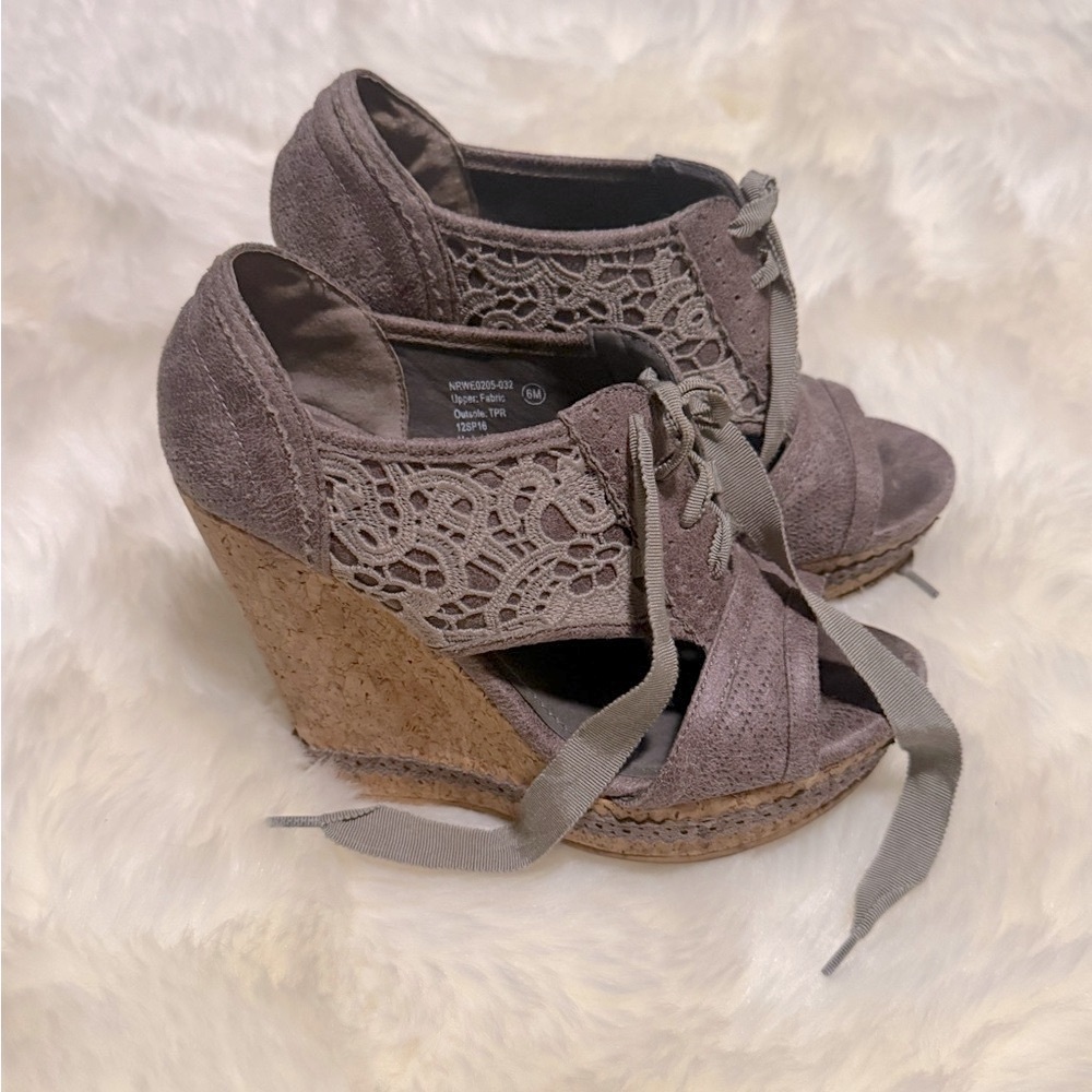 Not Rated Gray and Brown Wedge Shoes